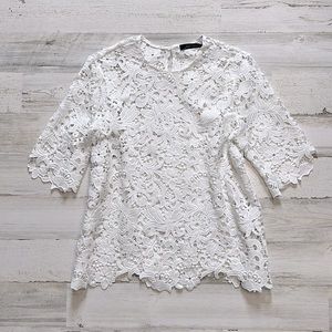 Zara White Lace Cotton Spring Top